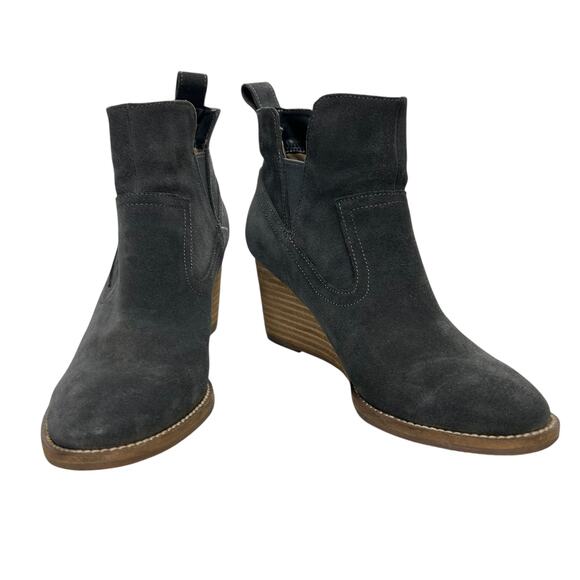 Blondo Waterproof Dark Grey Suede Wedge Chelsea Western Ankle Boots 5.5 - Picture 1 of 9